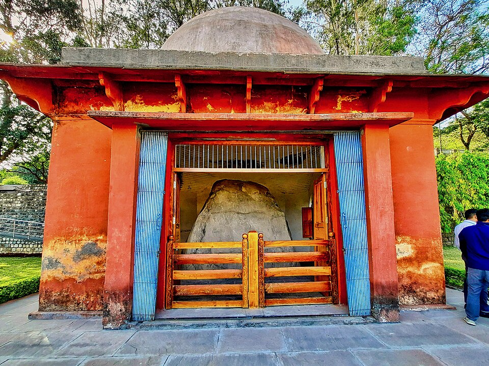 The shelter housing Ashoka's rock edict at Kalsi, near Dehradun